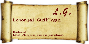 Lohonyai Györgyi névjegykártya